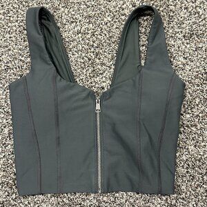 Abercrombie & Fitch YPB Zip Up Sports Bra (Grey - Size S)